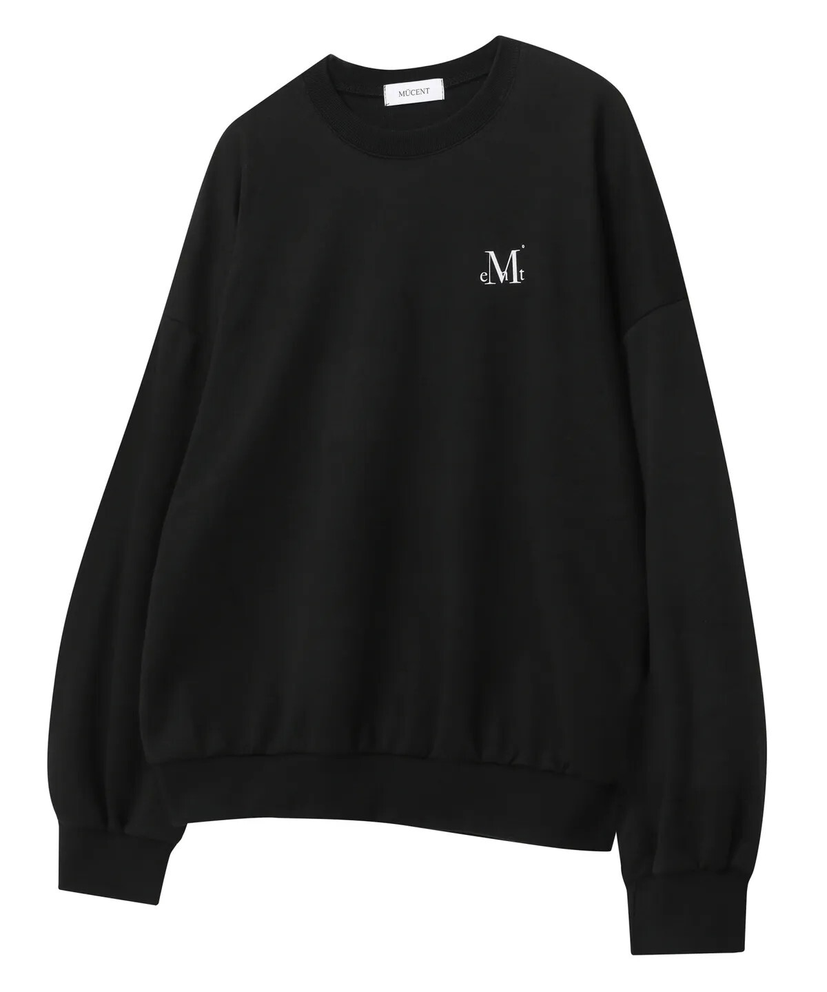 【OWN】Mucent 長袖 刺繡 寬鬆 圓領 衛衣 男女通用 黑色