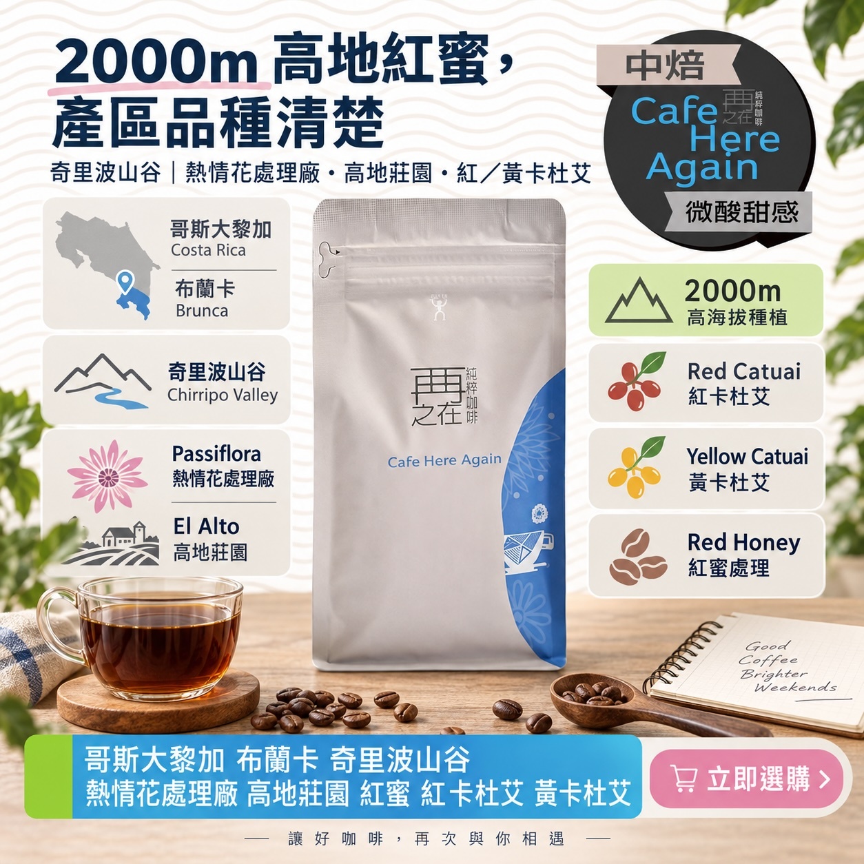 哥斯大黎加 熱情花處理廠 高地莊園 紅蜜 紅卡杜艾/黃卡杜艾