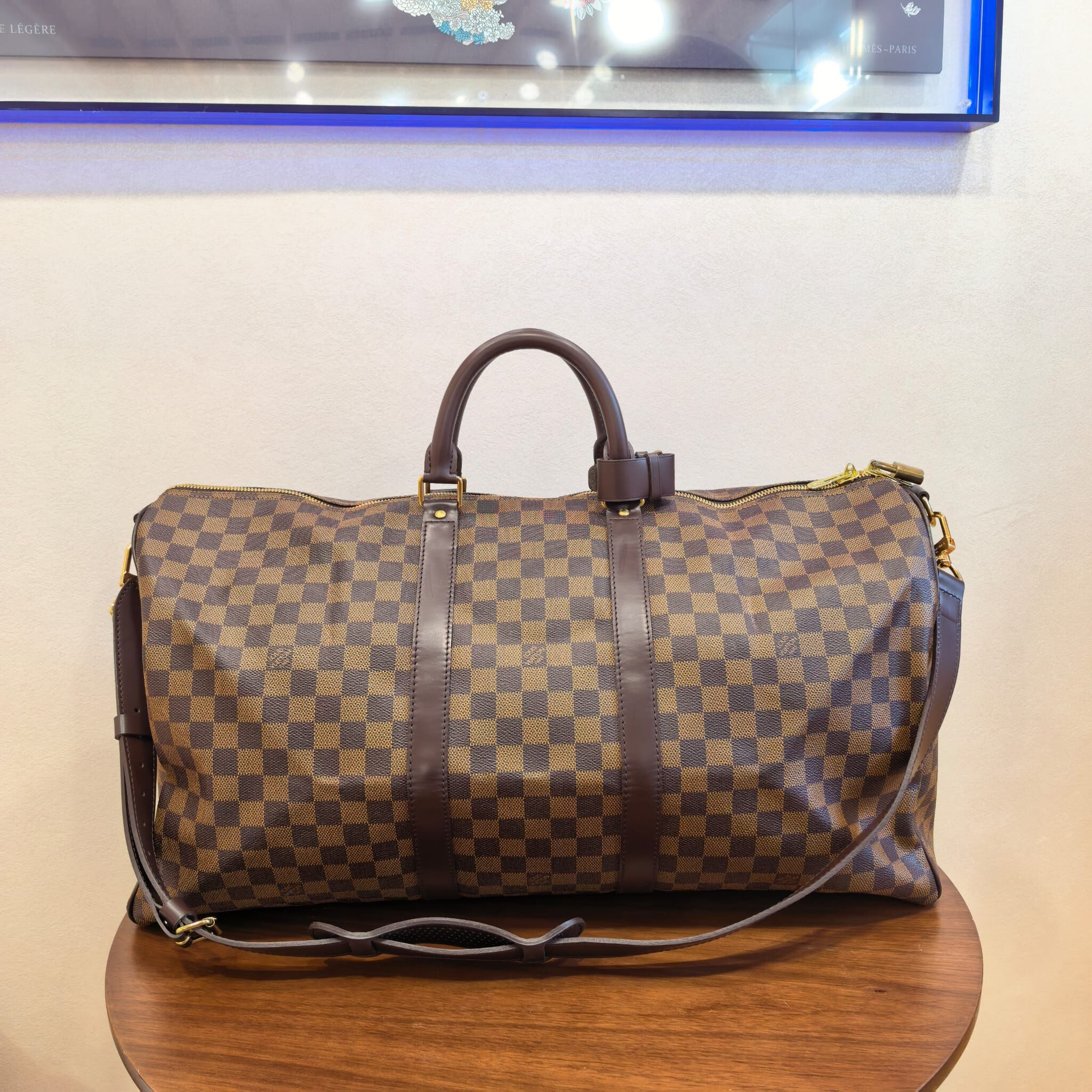 99%NEW二手LV KEEPALL 55, N41414, 啡色方格帆布, #波士頓包, #香榭站正品