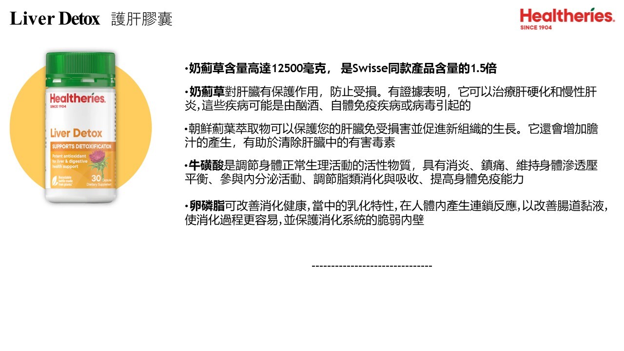 (F) 護肝膠囊(30粒/110粒) (買1送1,平均$104.5/件) - Healtheries #2209HE