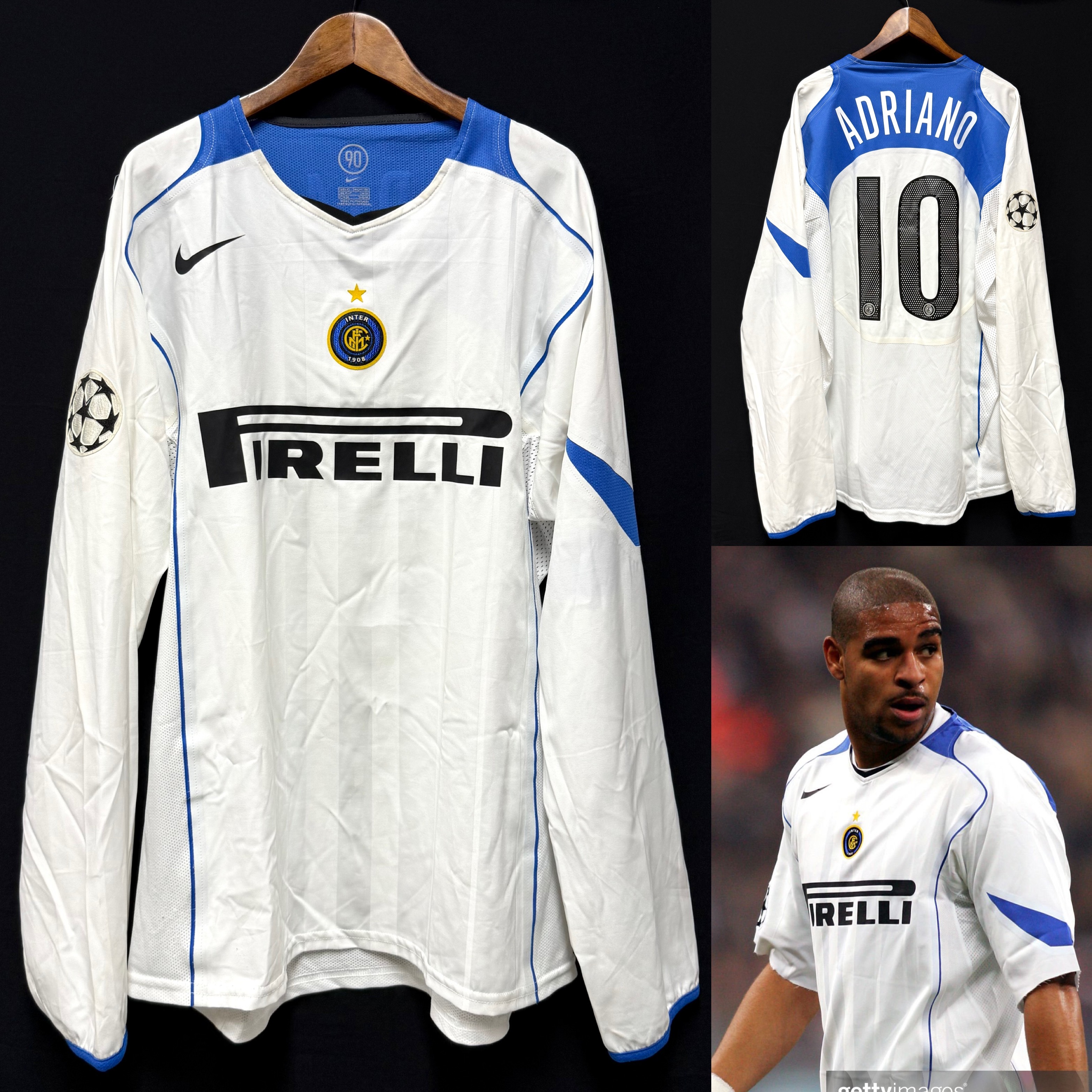 (Match Issue) Inter Milan 2004-2005 Nike L/S Away Match Issue Shirt #10 ADRIANO