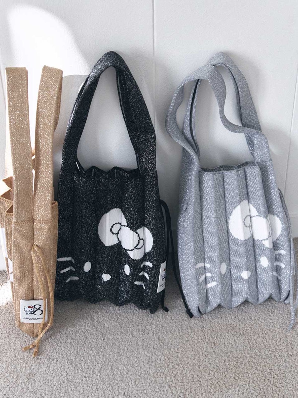 【預購】韓國 JOSEPH & STACEY × Hello Kitty 聯名款 針織包 Lucky Pleats Knit S Starry 針織 摺皺 手提包 樹幹包