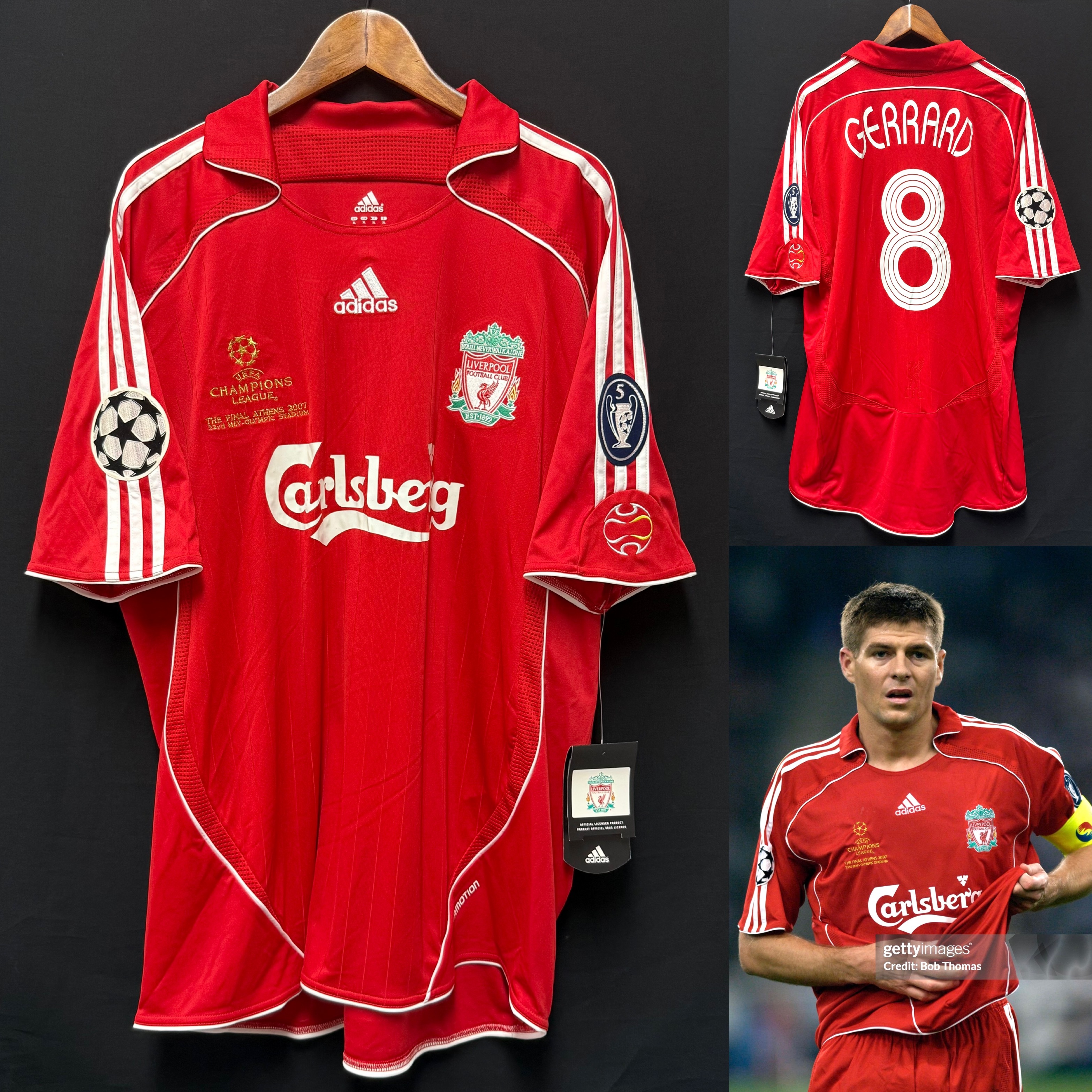(Player Issue) Liverpool 2006-2007 UEFA Champions League Final Adidas Home Player Issue Shirt #8 GERRARD