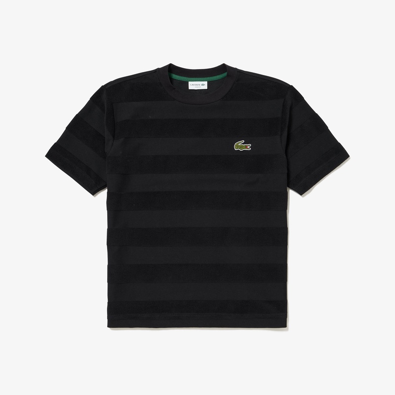 日本 LACOSTE毛圈拼接條紋 T-shirt