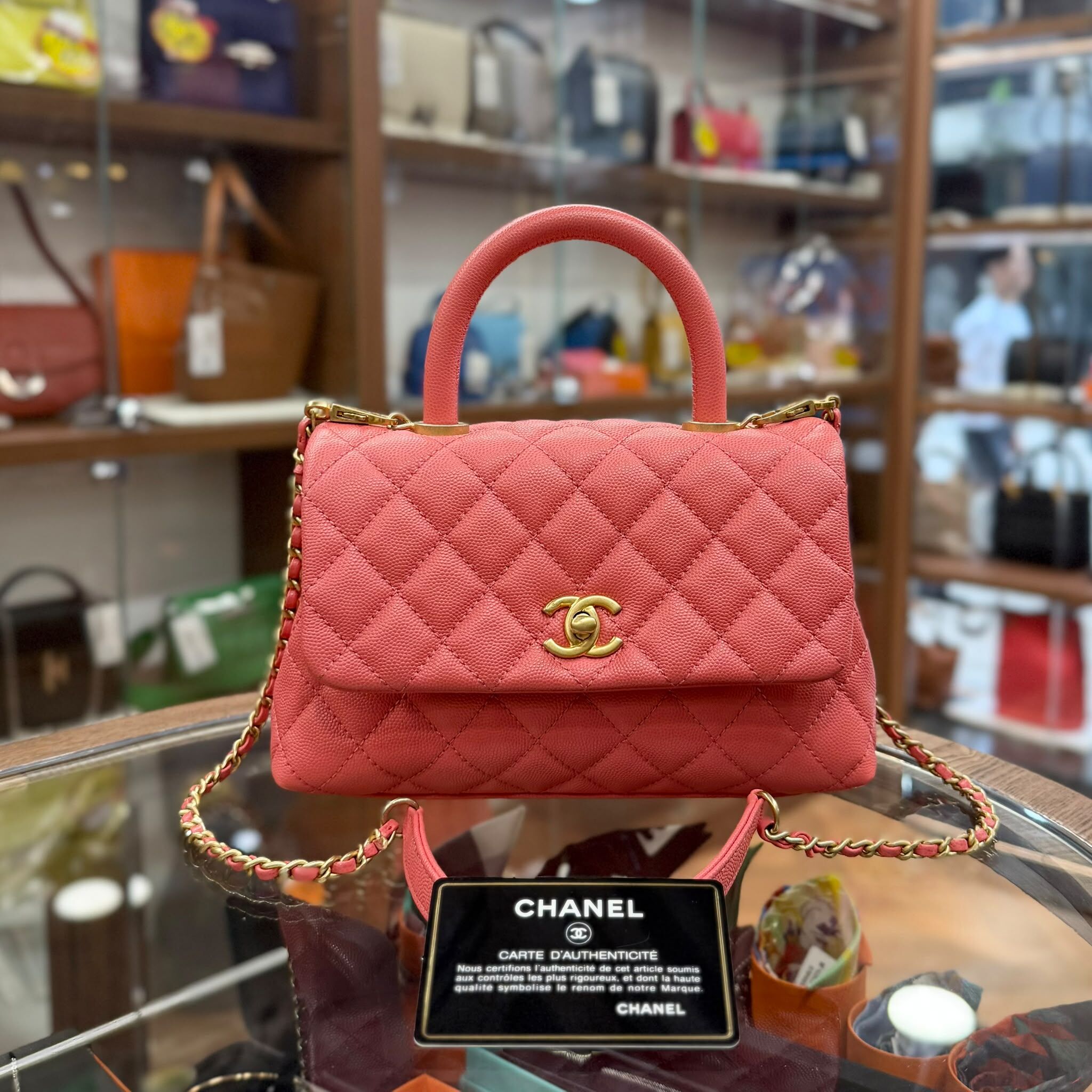 95%NEW USED CHANEL COCO HANDLE SMALL CAVIAR 粉紅色荔枝皮金扣小號 #27開 #香奈兒