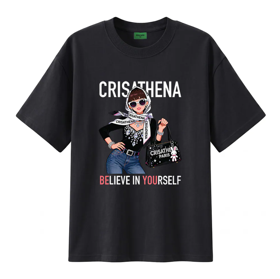 C85 Crisathena Believe In Yourself T-Shirt in Black｜CT-CH2650-BLK