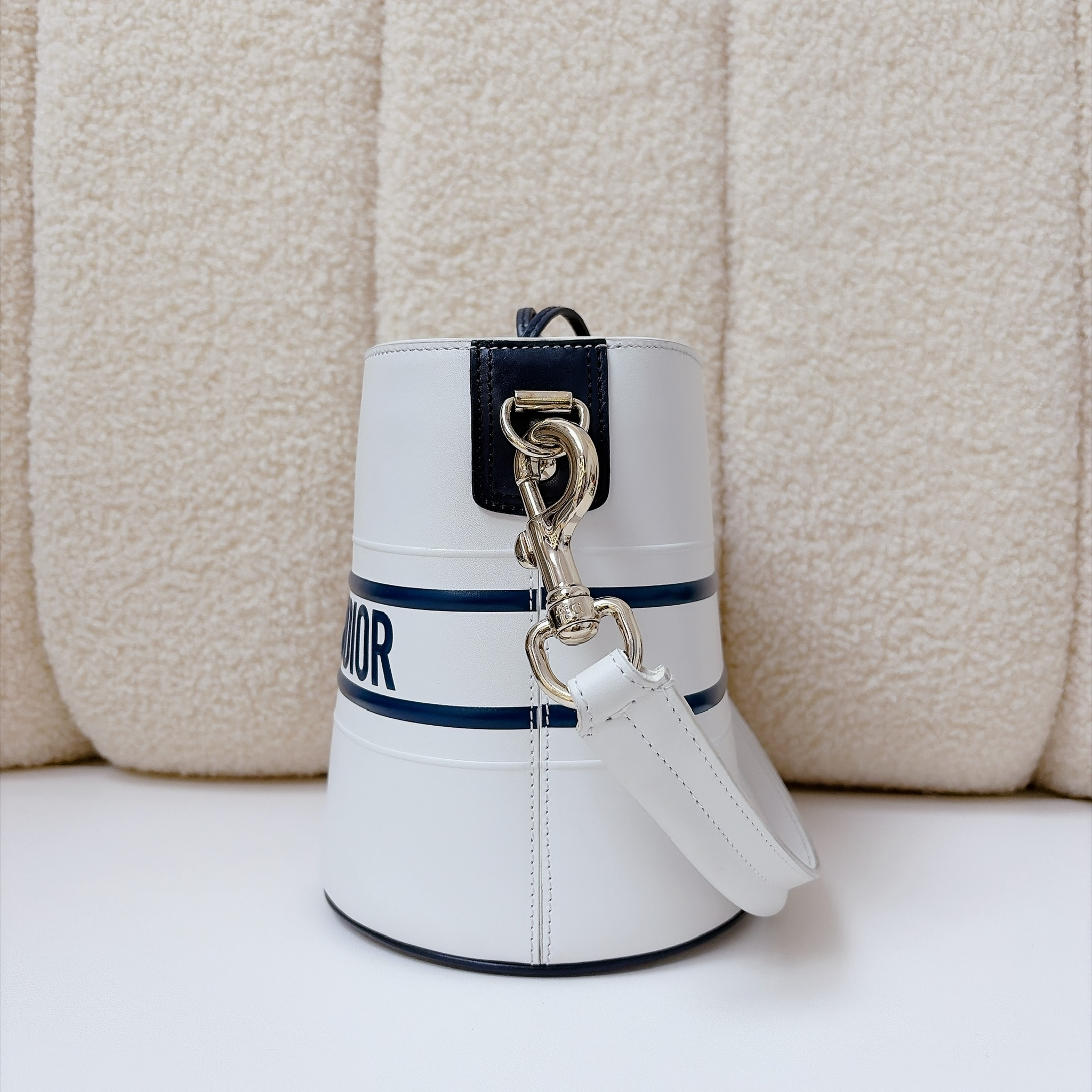 Dior Vibe Bucket Bag - White and Navy Blue / GHW