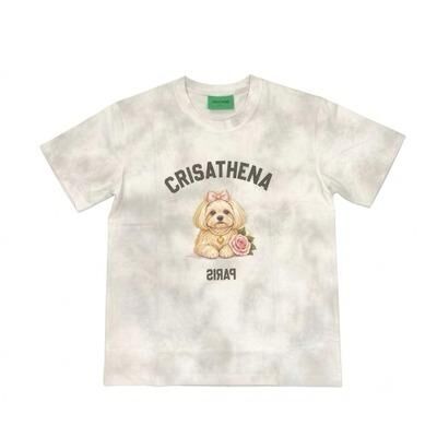 C92 Crisathena Shih Tzu T-Shirt in Grey,Tie-Dye｜CT-CH2676-GRY