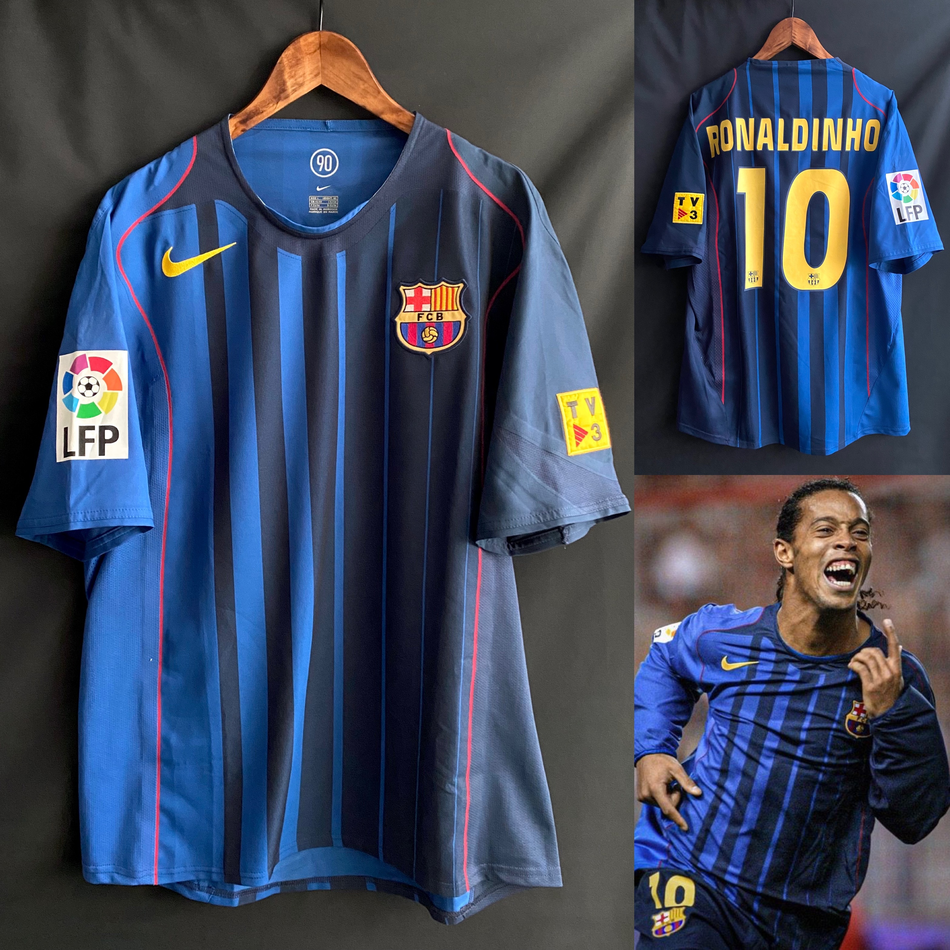 (Player Issue) FC Barcelona 2004-2005 Nike Away Player Issue Shirt #10 RONALDINHO