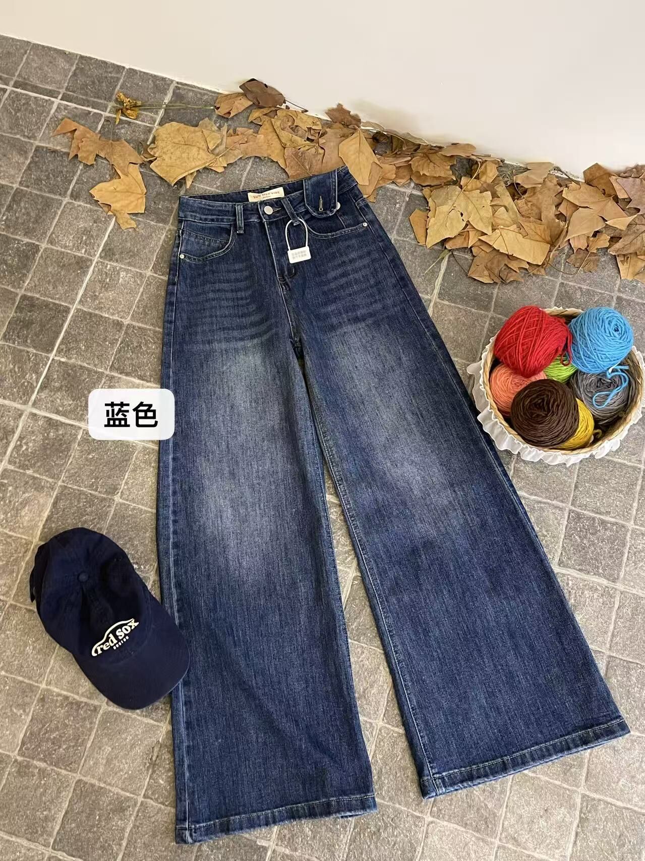 IF1373-腰頭設計直筒牛仔褲