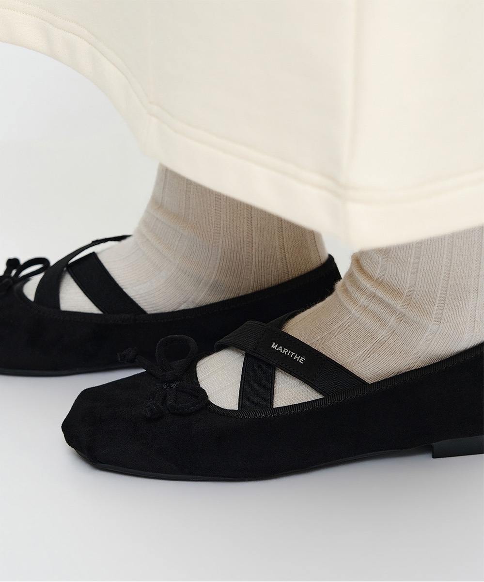 韓國代購｜MFG W CROSS BAND SUEDE FLAT (2 Colours)