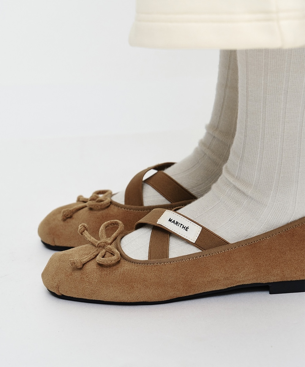 韓國代購｜MFG W CROSS BAND SUEDE FLAT (2 Colours)