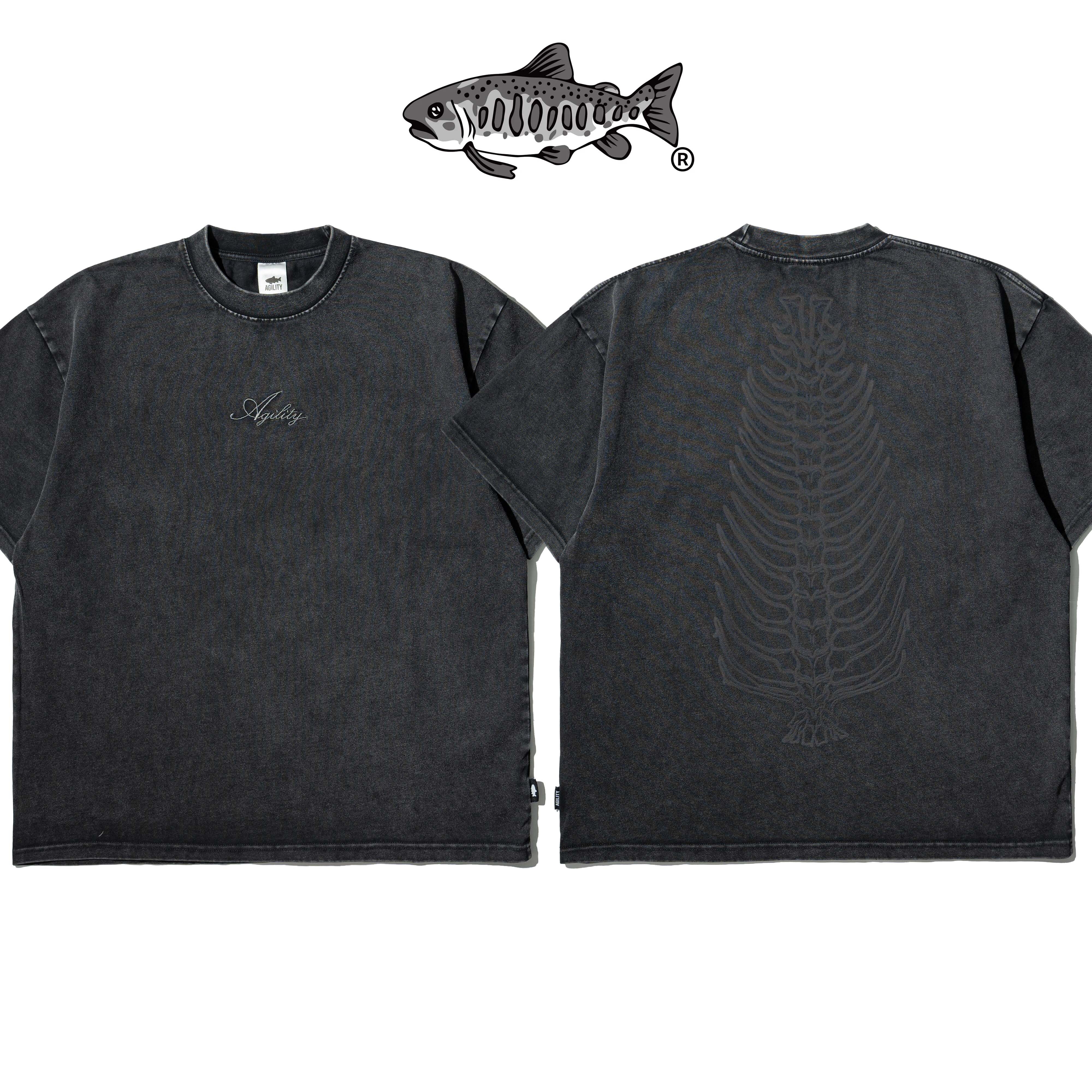 【福利品】AGILITY Washed Boxy Tee / Bones 寬短水洗 短袖Tee [SR0-魚骨]