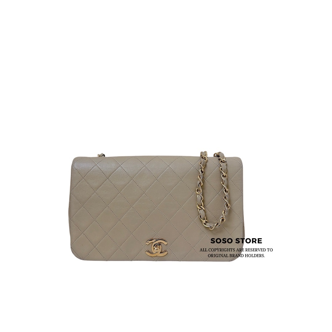 Chanel Vintage Single Full Flap Bag - Beige / GHW