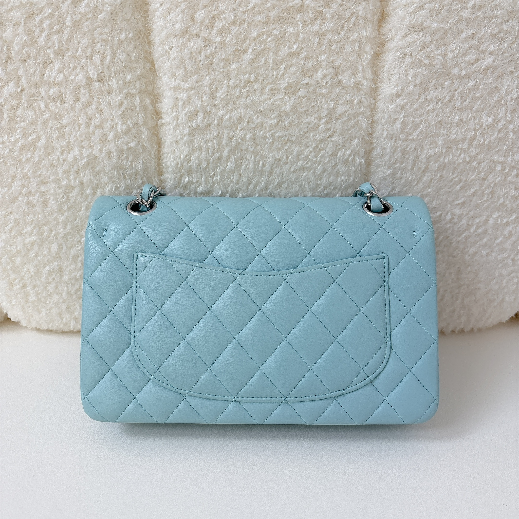 Chanel Classic Medium Double Flap Bag - Blue / SHW