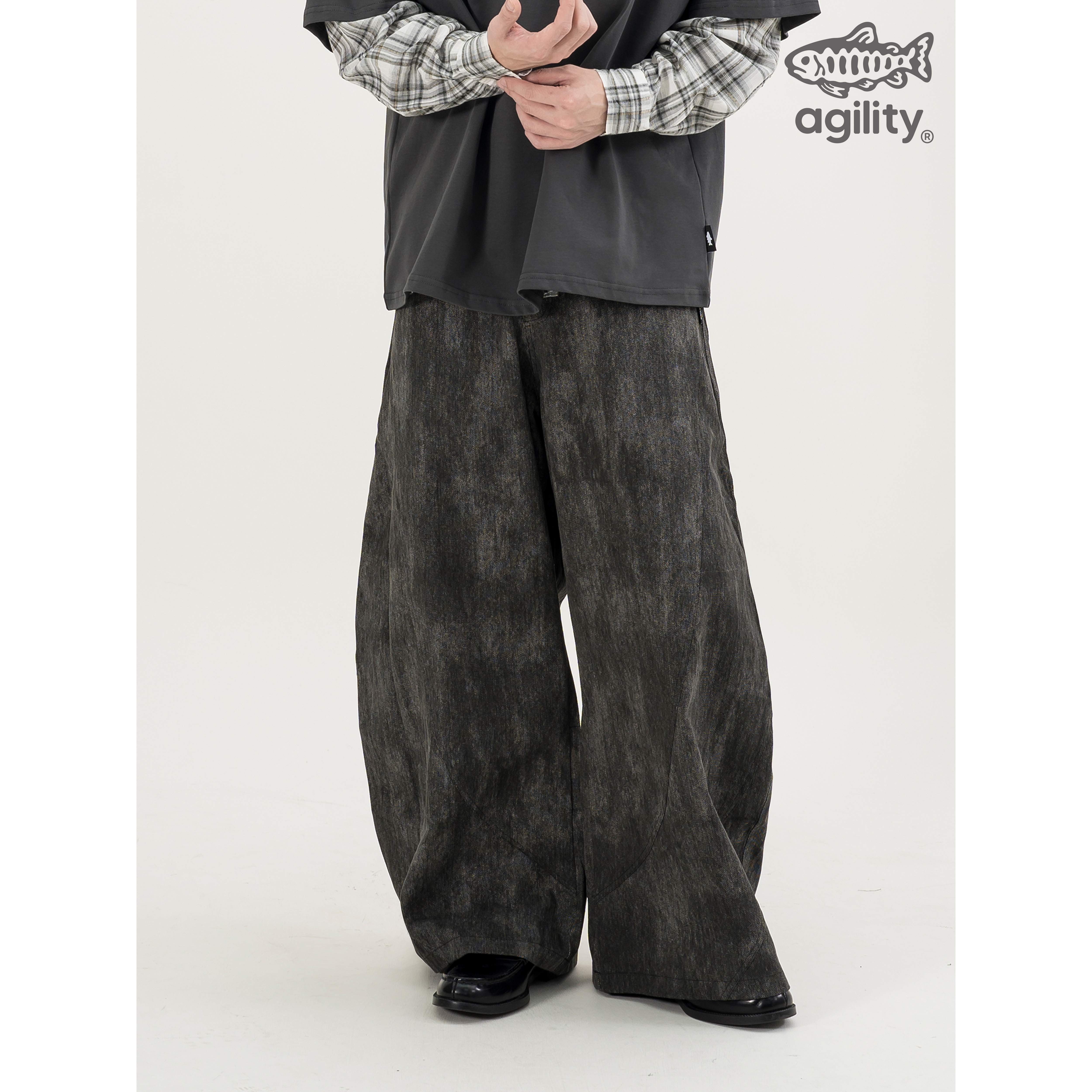 AGILITY Wide Leg Print Denim Jeans 彎刀闊腿 印花 牛仔長褲 [PD98]
