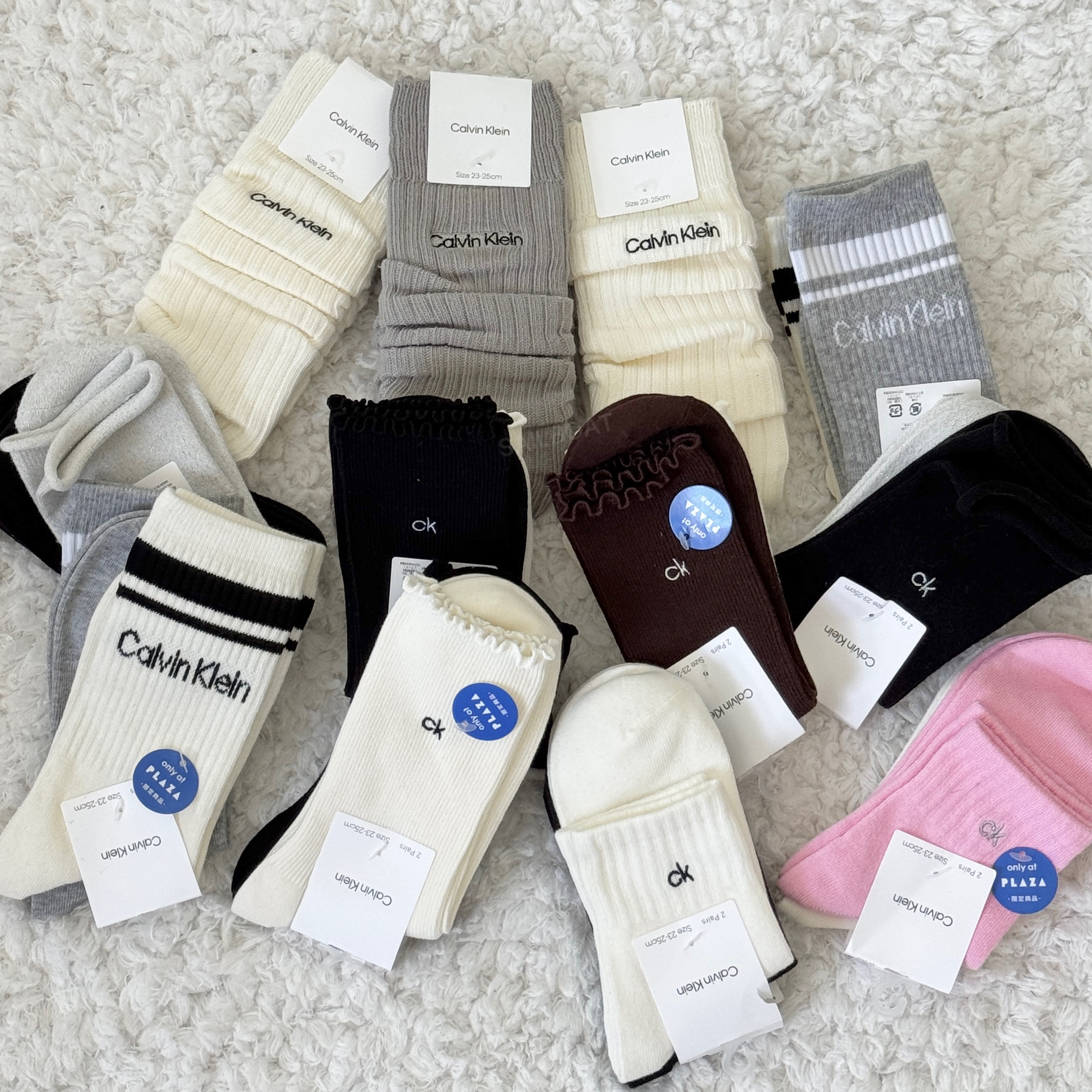 #現貨 🇯🇵日本 Calvin Klein 捲邊/刺繡Logo/荷葉邊 中筒襪 堆堆襪 襪子 兩雙組