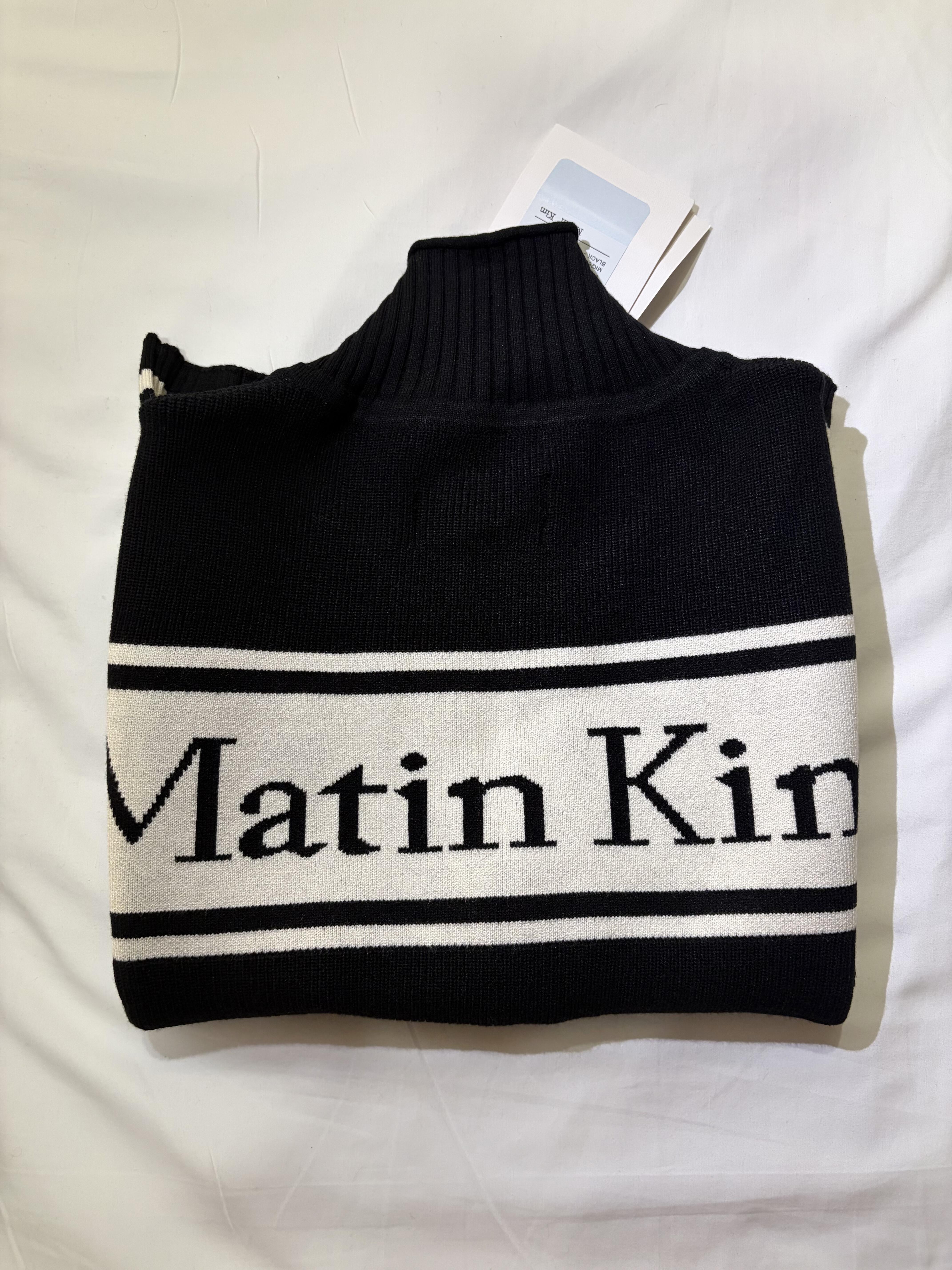 【預購】韓國 Matin kim 經典 Logo 標誌 Spell Point Stripe Knit Cardigan 撞色線條 針織 開襟衫 外套