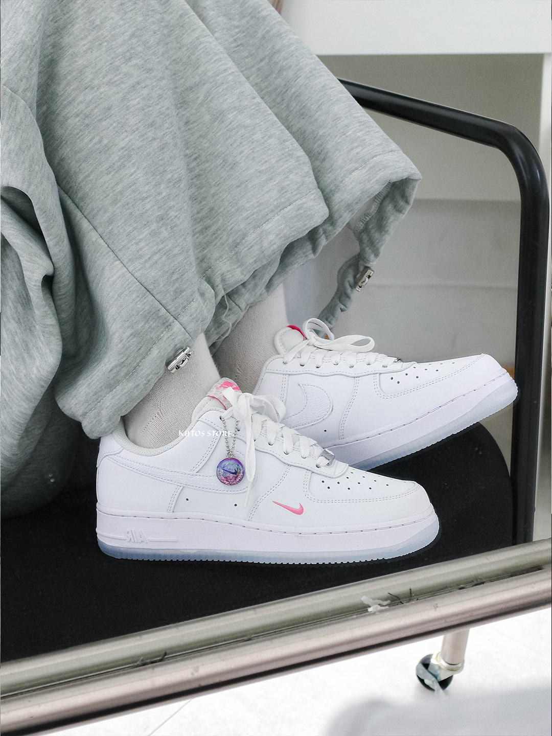 【預購】Nike Air Force 1  白色 果凍底  小勾 粉勾 女鞋 IV4453-100