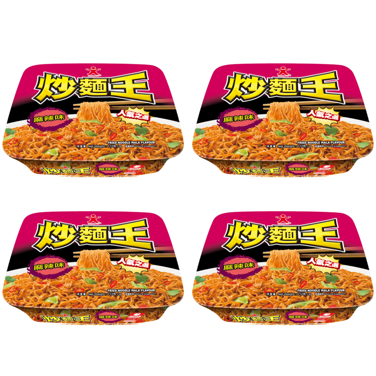 公仔點心 - 麻辣味公仔炒麵王 X 4