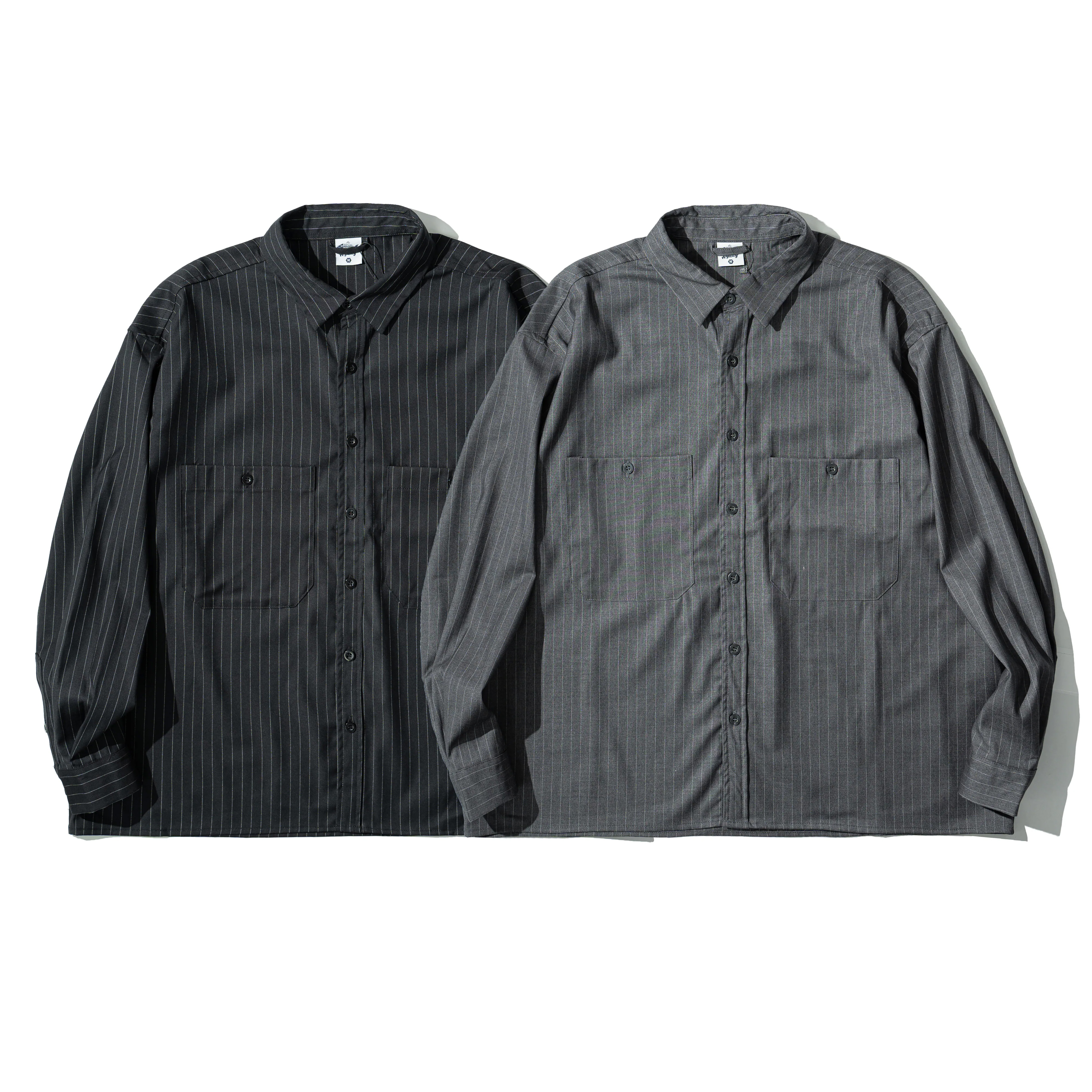 AGILITY Boxy Stripe LS Shirts 寬短 雙口袋 條紋 長袖襯衫 [SH-ACS]