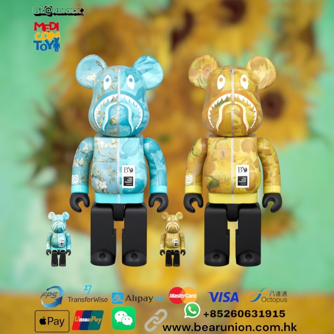 🎏Pre-Order🎏Bearbrick 400% 100%  BAPE(R) × Van Gogh Museum Almond Blossom / Sunflowers SHARK