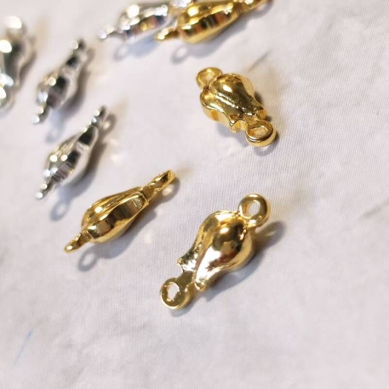 24K金保色花苞雙吊墜 吊墜 雙環鏈接(1入)｜造型吊墜 DIY金屬材料