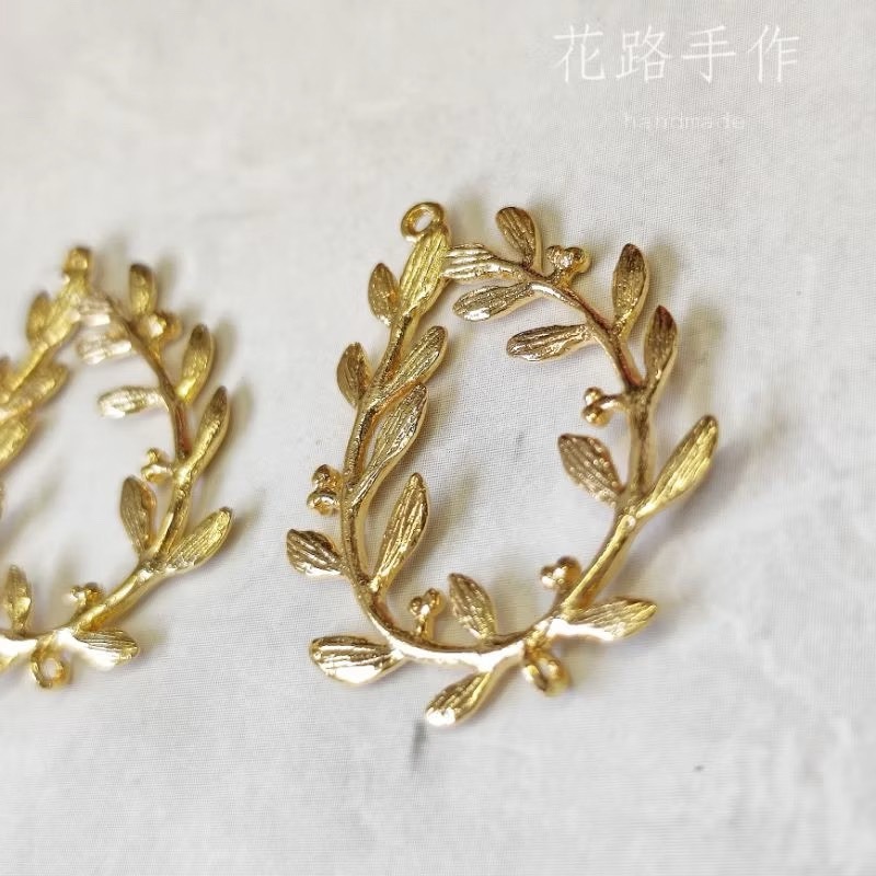 24K金保色花圈耳飾配件(1對)｜保色配件 DIY金屬材料