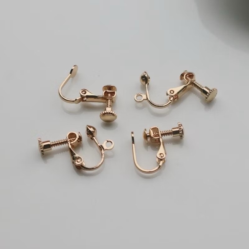14K金/24K金耳夾 螺旋式耳夾(1對)｜保色配件 DIY金屬材料