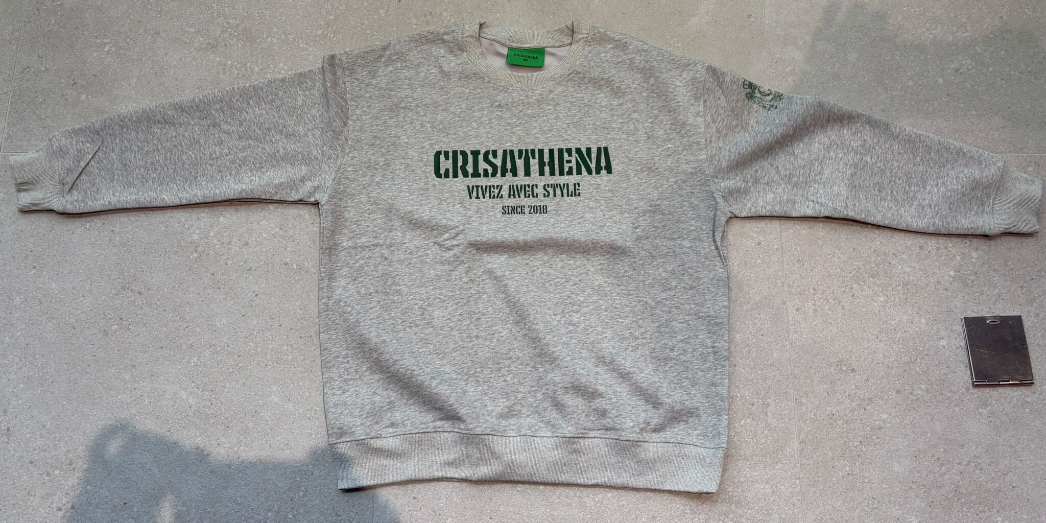 C131 Crisathena LOGO 長袖衛衣(圓領) - 灰色