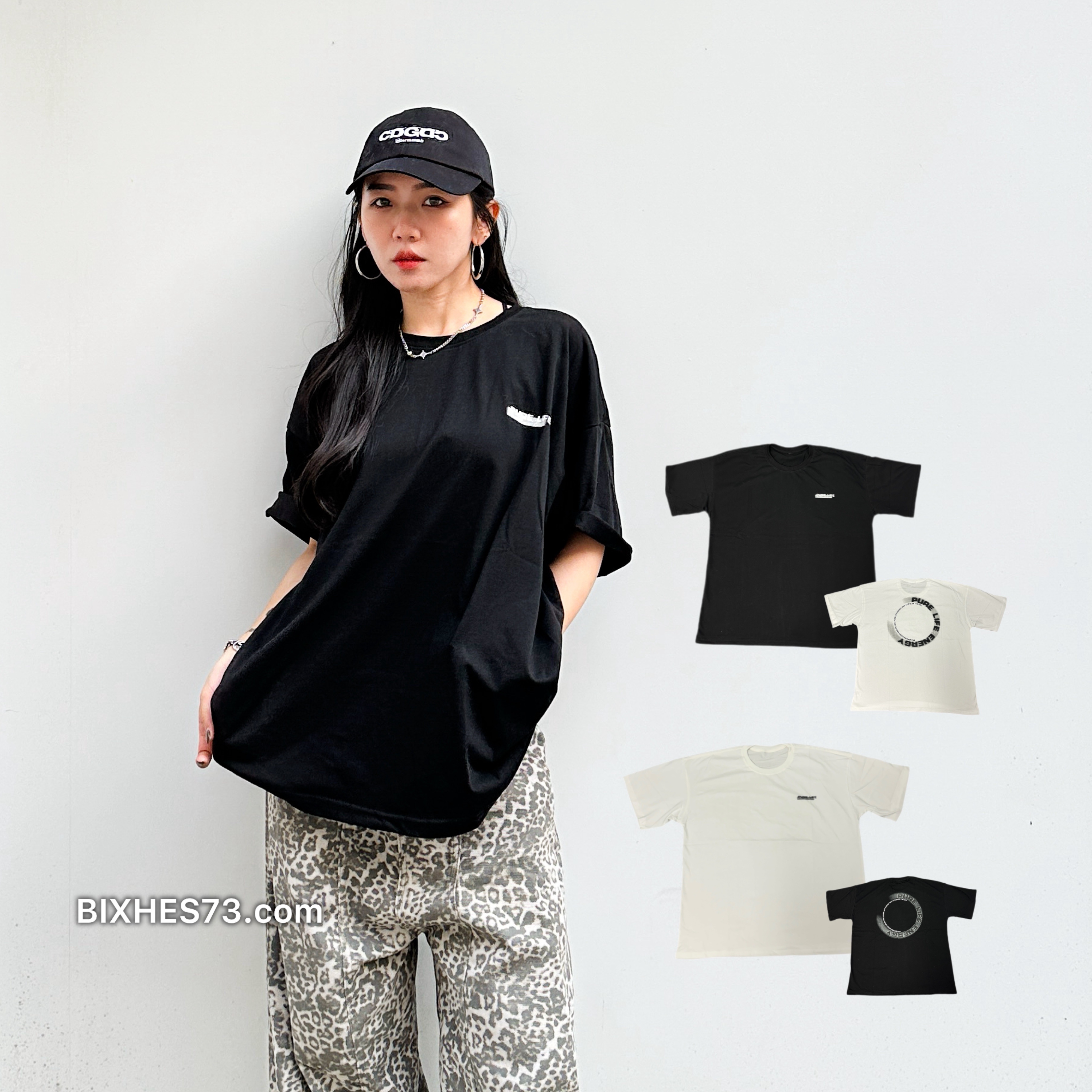 圓環殘影噴漆寬鬆短T(A00005)