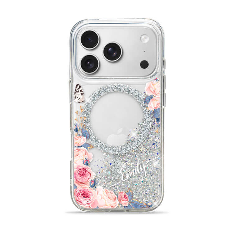 婚禮玫瑰 閃耀銀河貝拉殼 (MagSafe) - (訂製名字) iPhone客製化手機殼