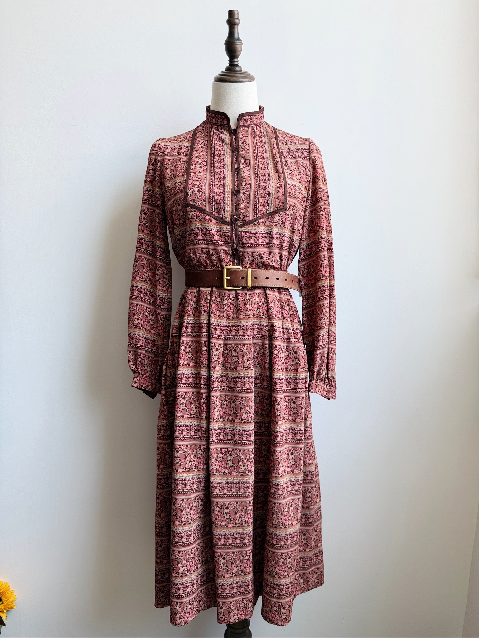 "Warm Autumn Floral Path" Vintage-Style Dress