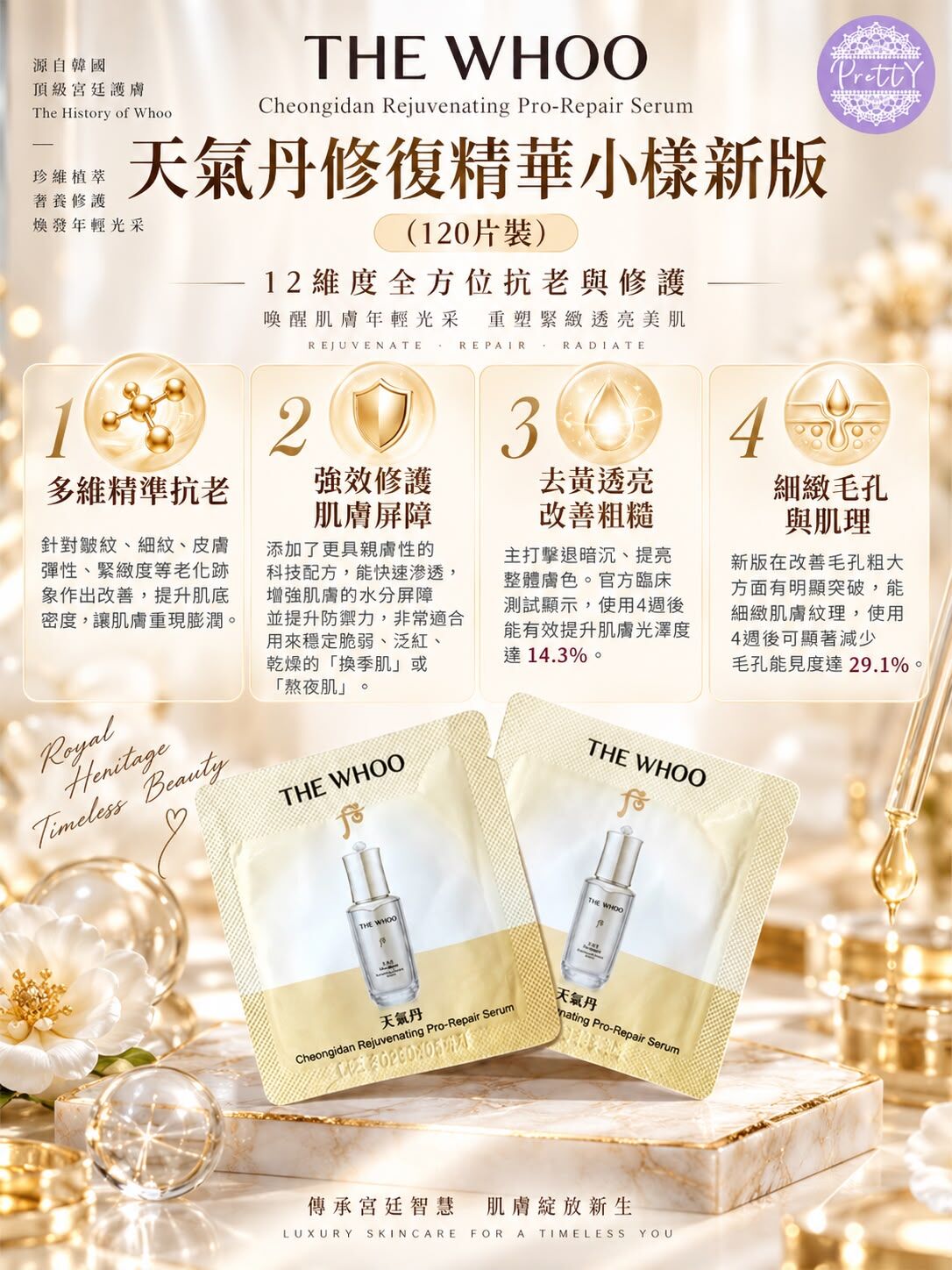UL37 THE WHOOCheongidan Rejuvenating Pro-Repair Serum天氣丹修復精華小樣新版（一套120片裝）6 /2029年