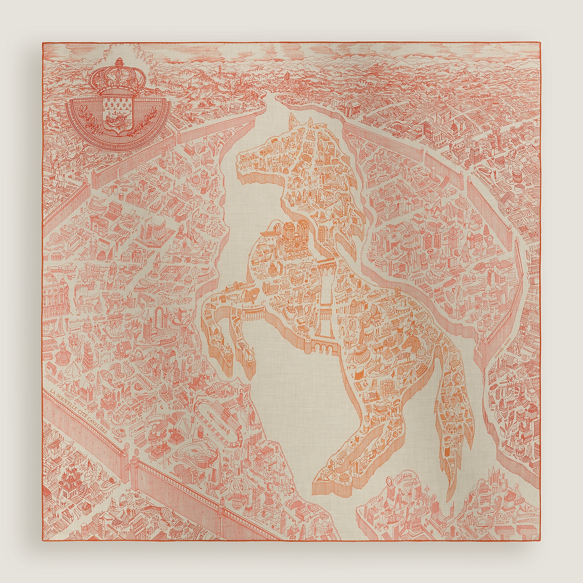 La Nouvelle Cite Cavaliere shawl 140 Naturel/Orange/Rouge