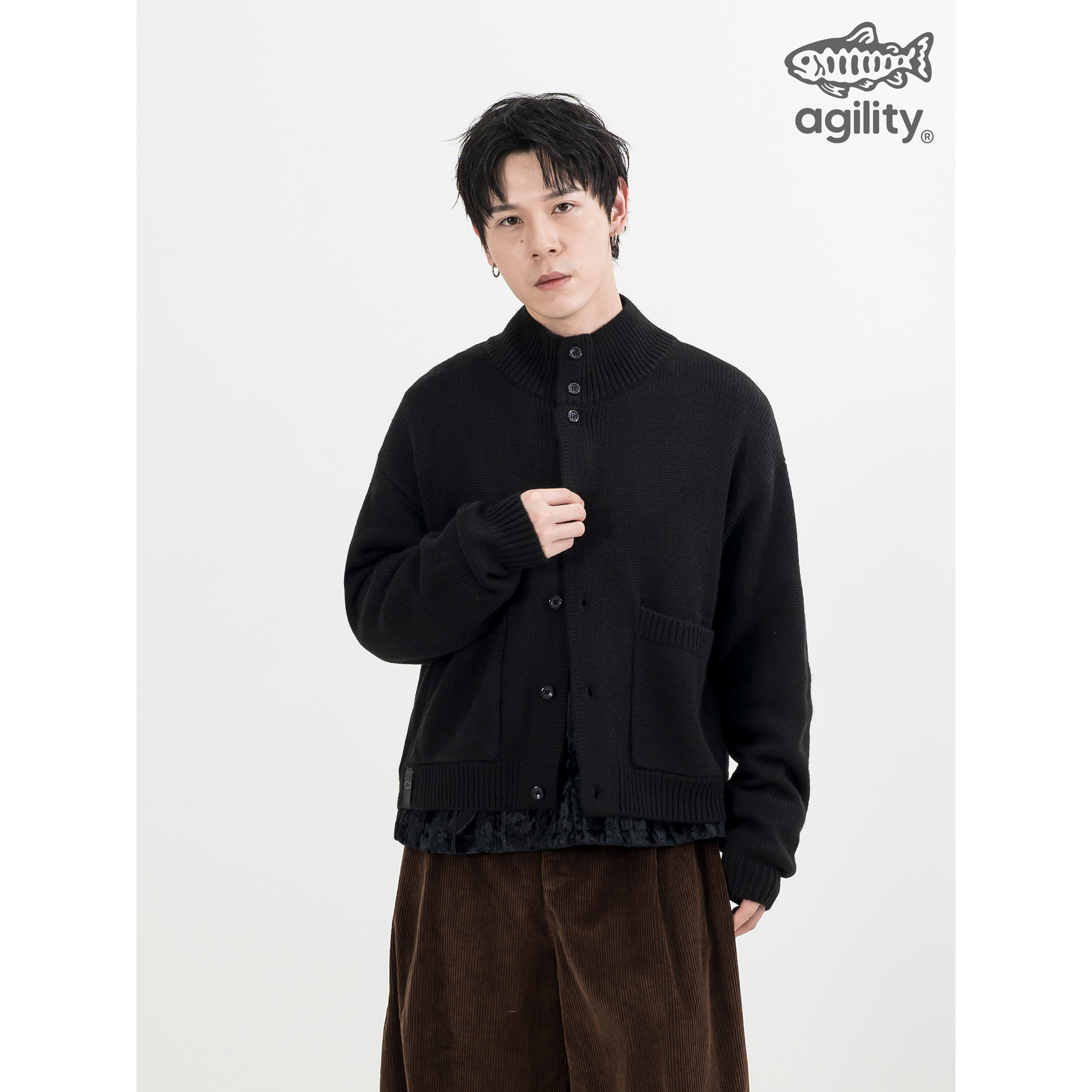 AGILITY Stand Collar Knit Jacket 立領 排扣 針織外套 [KW-B]