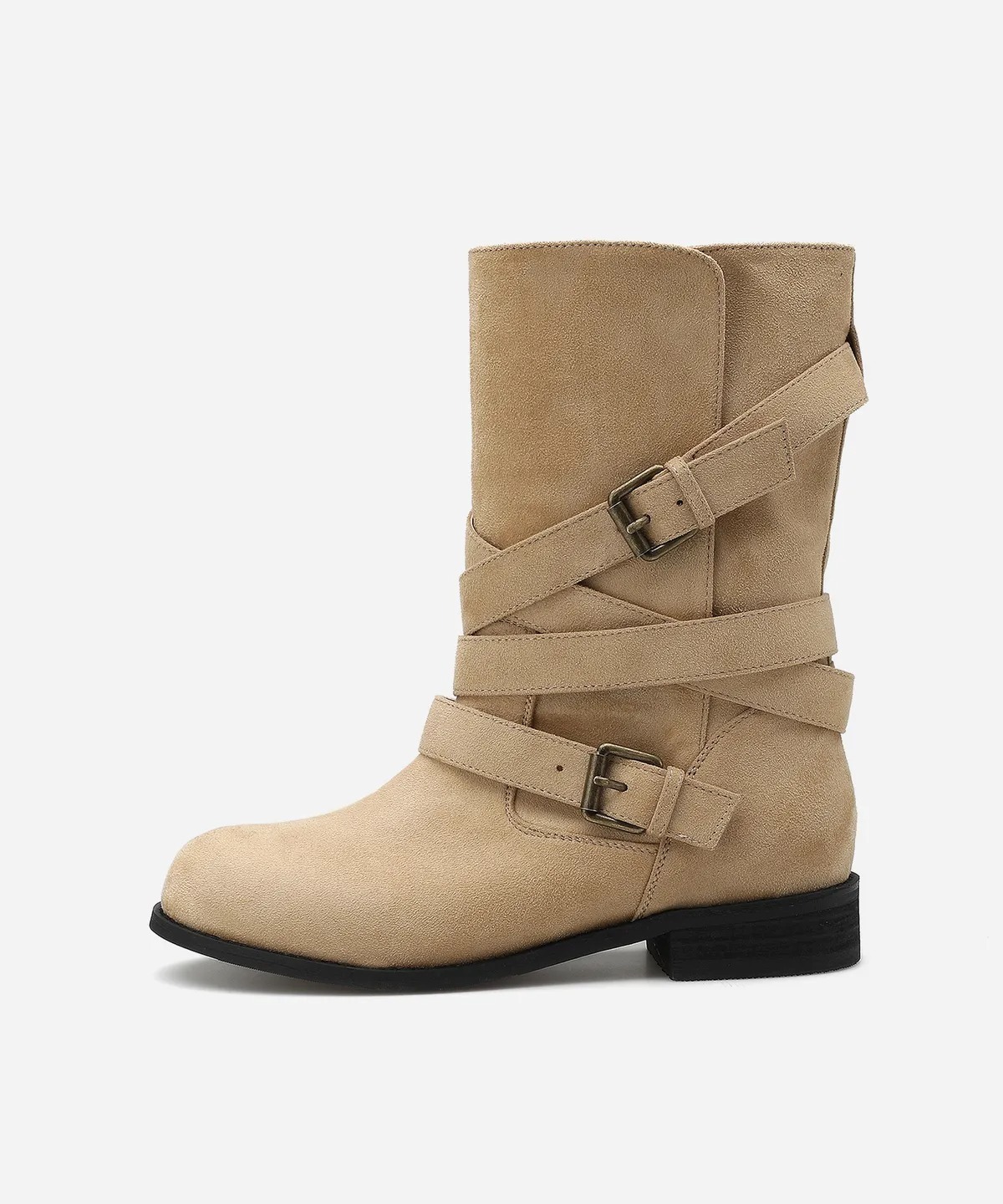SALT AND CHOCOLATE Round-To Belted Mid Boots