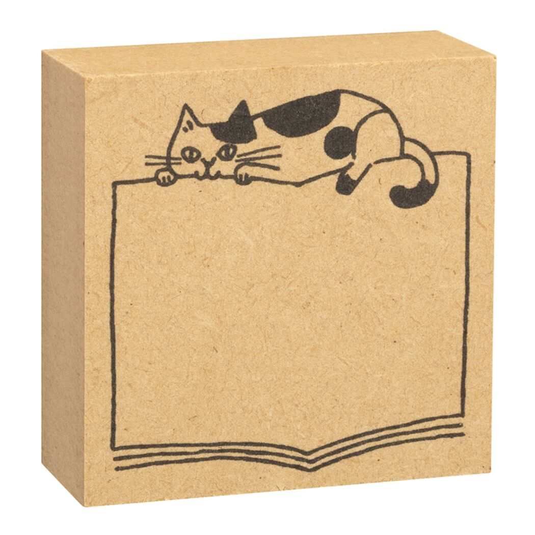 DECOLE CAT AND NOTEBOOK WOOD STAMP