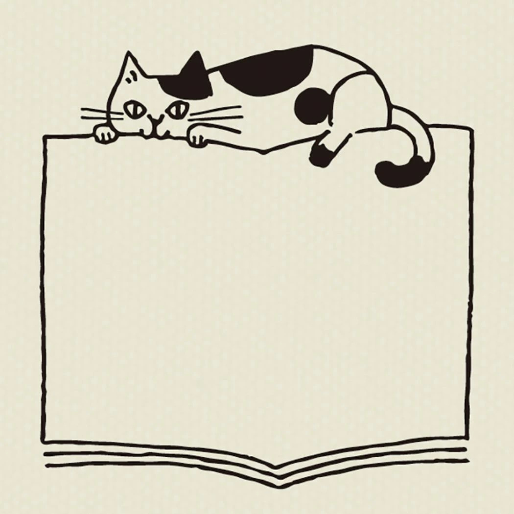 DECOLE CAT AND NOTEBOOK WOOD STAMP