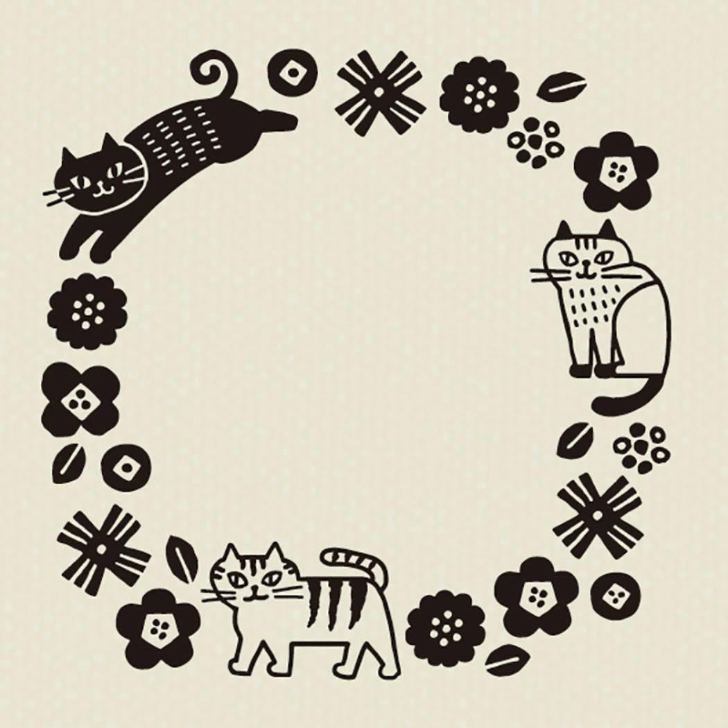 DECOLE CAT FRAME WOOD STAMP