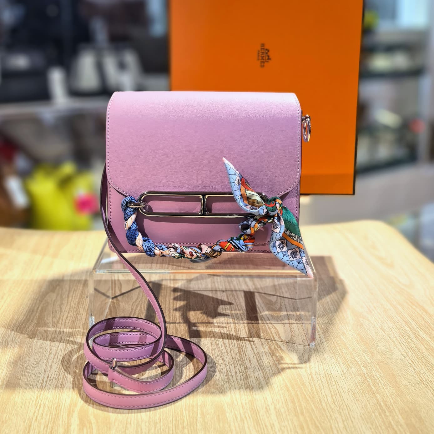 全新HERMES MINI ROULIS 豬鼻包 X9葵錦紫SWIFT皮/銀扣  #BRAND NEW #香榭站正品