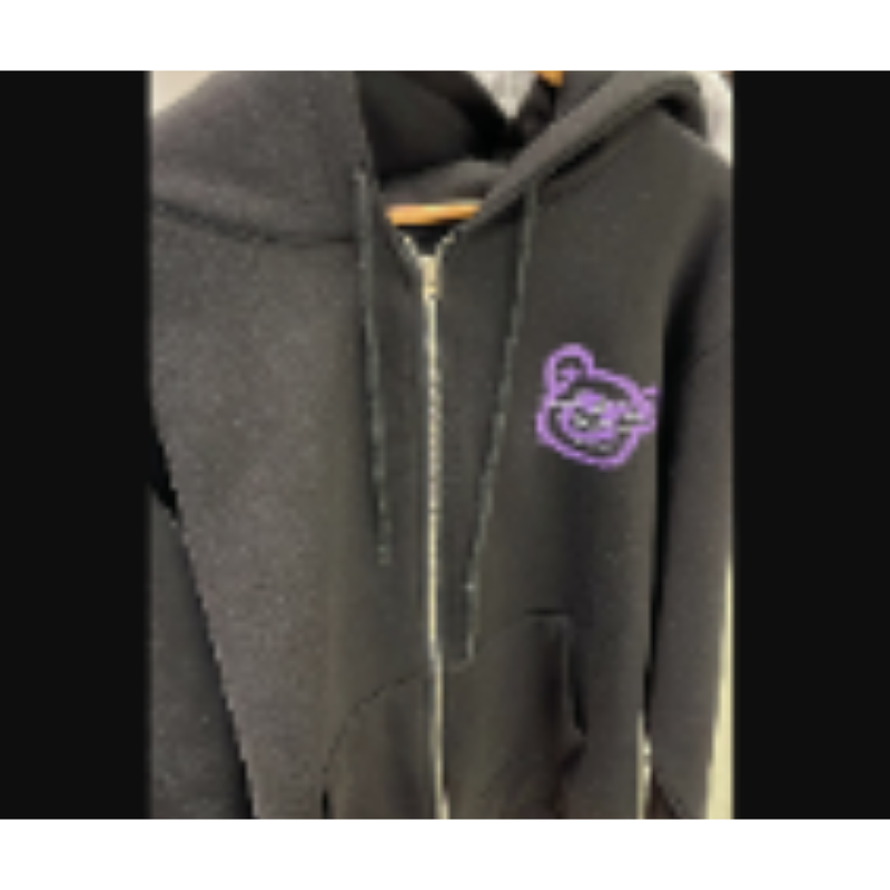 HOT-CCG0913-031 WII020BEAR&SMILEYHOODZIPUP-BLACK M (A31)