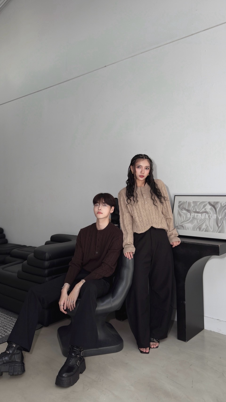 RETRO CABLE-KNIT HENLEY NECK LONG-SLEEVE SWEATER