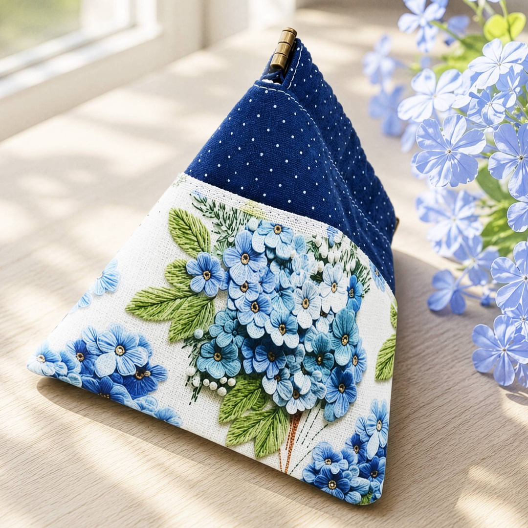 Triangle spring-frame pouch in another floral colorway