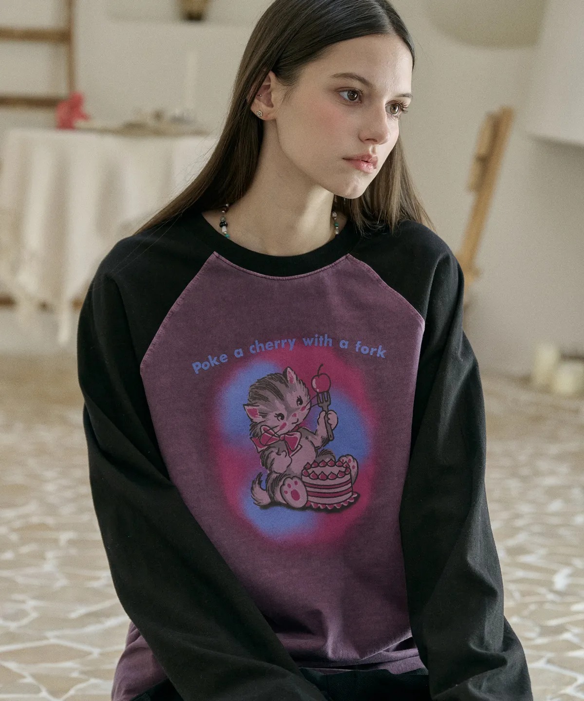 CPGN STUDIO Cherry-Pork Raglan Pigment Long Sleeve