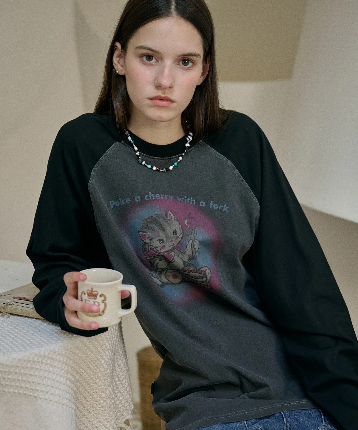 CPGN STUDIO Cherry-Pork Raglan Pigment Long Sleeve