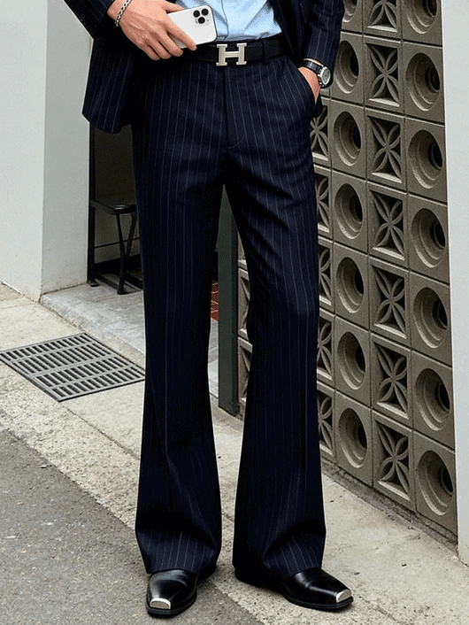 Striped flared suit trousers, bootcut trousers