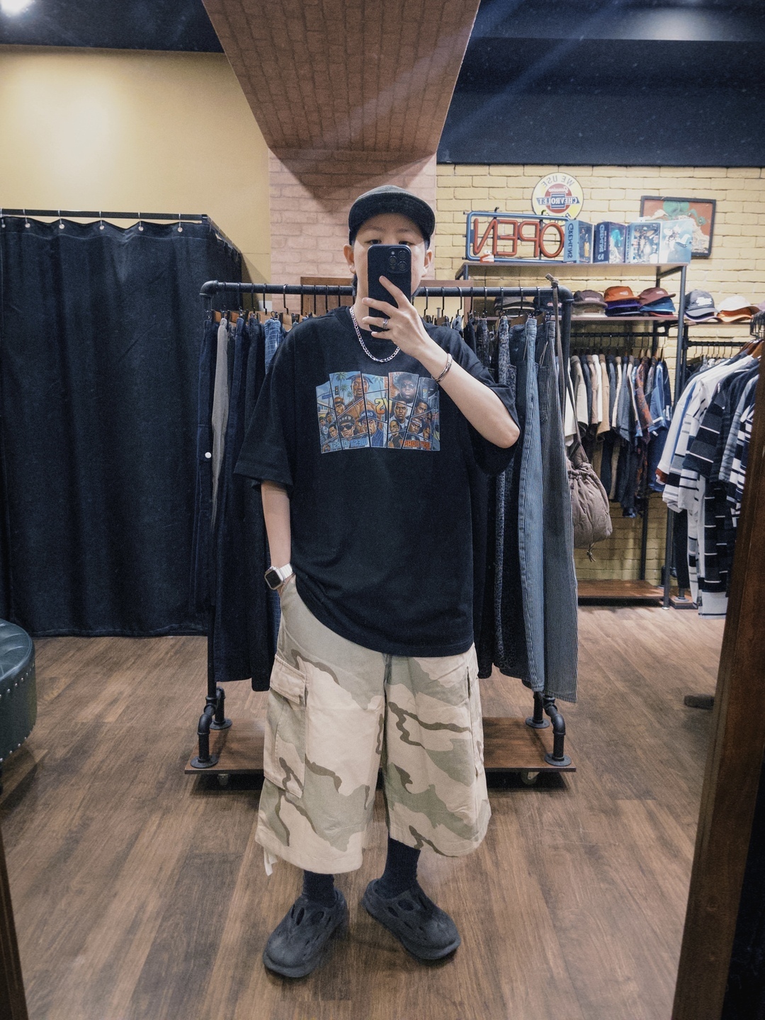 Camo定染迷彩工裝褲