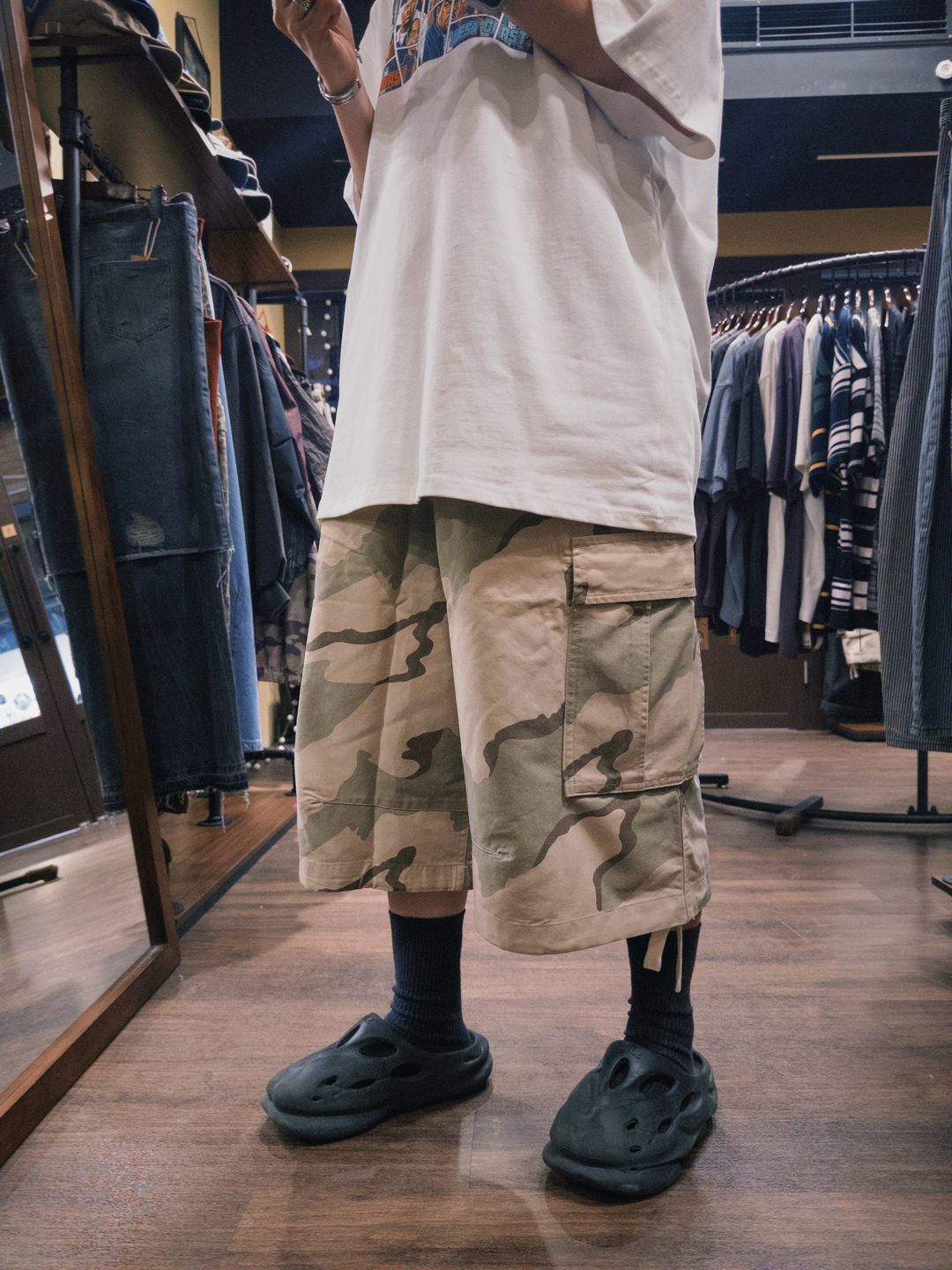 Camo定染迷彩工裝褲