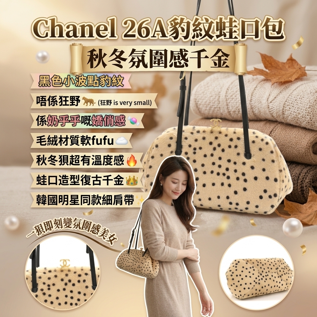 Chanel 26A豹紋蛙口包